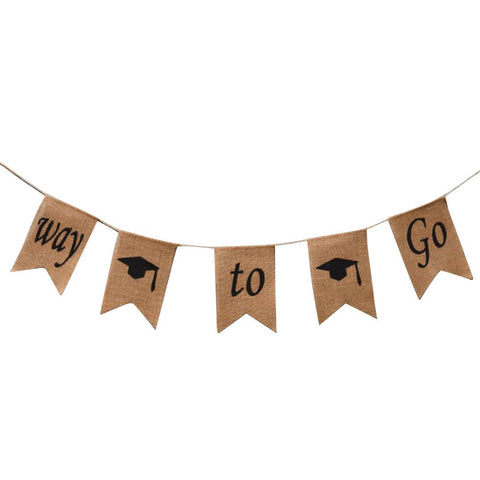 Doctoral Cap Burlap Banner Hanging Linen Swallowtail Flags for Graduation Ceremony Party Decor In Australia - Darrahopens
