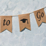 Doctoral Cap Burlap Banner Hanging Linen Swallowtail Flags for Graduation Ceremony Party Decor