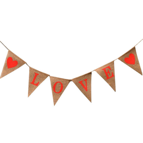 LOVE Triangle Linen Hanging Flags Banner Bunting for Wedding Bridal Shower Proposal Decoration In Australia - Darrahopens