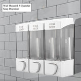 Wall Mounted 3-Chamber Liquid Lotion Shampoo Soap Dispenser Set Bathroom Accessories