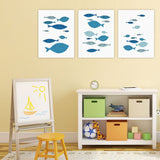 3Pcs Canvas Wall Art Painting Cartoon Fishes Printed Picture Home Office Decor In Australia - Darrahopens