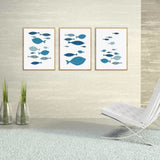 3Pcs Canvas Wall Art Painting Cartoon Fishes Printed Picture Home Office Decor In Australia - Darrahopens