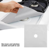 4Pcs Gas Range Stove Burner Covers Protector NOn Stick Oil Protection Mat Kitchen Tool(Silver)