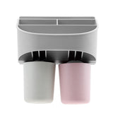 Compact Toothbrush Rack Multi-functional Bathroom Organizer Cosmetic Shaver Storage Holder(#1)