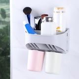 Compact Toothbrush Rack Multi-functional Bathroom Organizer Cosmetic Shaver Storage Holder(#1)
