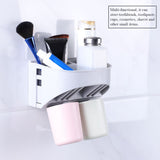 Compact Toothbrush Rack Multi-functional Bathroom Organizer Cosmetic Shaver Storage Holder(#1)