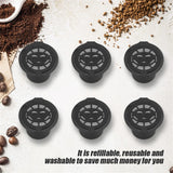 6Pcs Plastic and Stainless Steel Refillable Reusable Coffee Capsule Filters Baskets Replacement