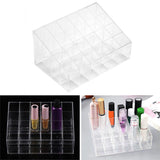 Transparent 24 Grids Lipstick Holder Organizer Display Stand Nail Polish Makeup Storage Box