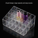 Transparent 24 Grids Lipstick Holder Organizer Display Stand Nail Polish Makeup Storage Box