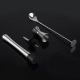 4pcs/ Set Durable Stainless Steel Drinking Cocktail Mixing Tool Set in Home Bar Party(A)