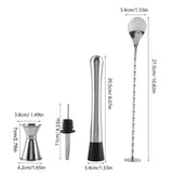 4pcs/ Set Durable Stainless Steel Drinking Cocktail Mixing Tool Set in Home Bar Party(A)