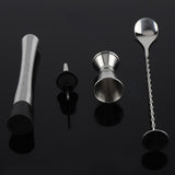 4pcs/ Set Durable Stainless Steel Drinking Cocktail Mixing Tool Set in Home Bar Party(B)