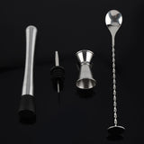4pcs/ Set Durable Stainless Steel Drinking Cocktail Mixing Tool Set in Home Bar Party(B)