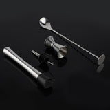 4pcs/ Set Durable Stainless Steel Drinking Cocktail Mixing Tool Set in Home Bar Party(B)