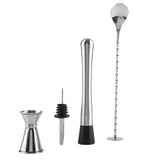 4pcs/ Set Durable Stainless Steel Drinking Cocktail Mixing Tool Set in Home Bar Party(B)