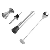 4pcs/ Set Durable Stainless Steel Drinking Cocktail Mixing Tool Set in Home Bar Party(B)