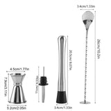 4pcs/ Set Durable Stainless Steel Drinking Cocktail Mixing Tool Set in Home Bar Party(B)