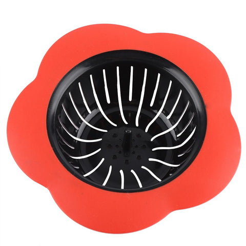 Flower Shaped Plastic Basin Sink Strainer Drain Stopper Kitchen Bathroom Accessories (Red) In Australia - Darrahopens