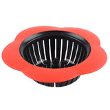 Flower Shaped Plastic Basin Sink Strainer Drain Stopper Kitchen Bathroom Accessories (Red)