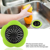 Flower Shaped Plastic Basin Sink Strainer Drain Stopper Kitchen Bathroom Accessories (Green)