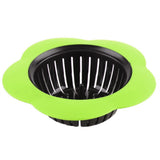Flower Shaped Plastic Basin Sink Strainer Drain Stopper Kitchen Bathroom Accessories (Green)
