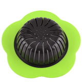 Flower Shaped Plastic Basin Sink Strainer Drain Stopper Kitchen Bathroom Accessories (Green)