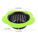 Flower Shaped Plastic Basin Sink Strainer Drain Stopper Kitchen Bathroom Accessories (Green)