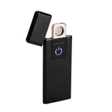 USB Recharge Ultra thin Flameless Windproof Electronic Cigarette Lighter Touch Switch (Black)