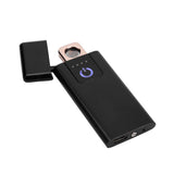 USB Recharge Ultra thin Flameless Windproof Electronic Cigarette Lighter Touch Switch (Black)