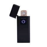 USB Recharge Ultra thin Flameless Windproof Electronic Cigarette Lighter Touch Switch (Black)