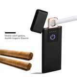 USB Recharge Ultra thin Flameless Windproof Electronic Cigarette Lighter Touch Switch (Black)