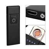 USB Recharge Ultra thin Flameless Windproof Electronic Cigarette Lighter Touch Switch (Black)