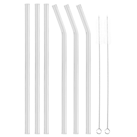 Reusable Eco friendly Glass Drinking Straw with Cleaning Brush Transparent Convenient Tableware In Australia - Darrahopens