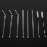 Reusable Eco friendly Glass Drinking Straw with Cleaning Brush Transparent Convenient Tableware