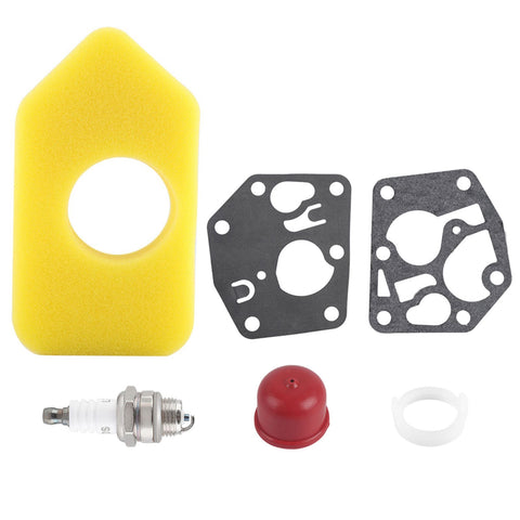 Carburetor Diaphragm Gasket Air Filter Spark Plug Kit for Briggs & Stratton Many Small Engines