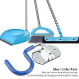 304 Stainless Steel Mop Broom Holder Organizer Wall Mounted Storage Rack (1 Position No Hook)