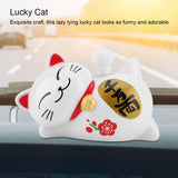 Solar Powered Adorable Lazy Lying Waving Beckoning Fortune Lucky Cat Car Accessories(#2)