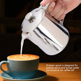 Stainless Steel Coffee Cup Mug Milk Frothing Pitcher Jug with Lid for Latte Coffee Art(600ml)