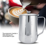 Stainless Steel Coffee Cup Mug Milk Frothing Pitcher Jug with Lid for Latte Coffee Art(600ml) In Australia - Darrahopens