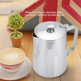 Stainless Steel Coffee Cup Mug Milk Frothing Pitcher Jug with Lid for Latte Coffee Art(600ml)