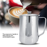 Stainless Steel Coffee Cup Mug Milk Frothing Pitcher Jug with Lid for Latte Coffee Art(1000ml)