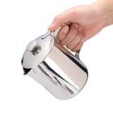 Stainless Steel Coffee Cup Mug Milk Frothing Pitcher Jug with Lid for Latte Coffee Art(1000ml)