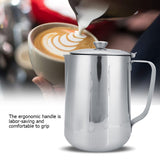 Stainless Steel Coffee Cup Mug Milk Frothing Pitcher Jug with Lid for Latte Coffee Art(1500ml)