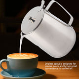 Stainless Steel Coffee Cup Mug Milk Frothing Pitcher Jug with Lid for Latte Coffee Art(2000ml) In Australia - Darrahopens