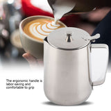 Stainless Steel Coffee Cup Mug Milk Frothing Pitcher Jug with Lid for Latte Coffee Art(2000ml)