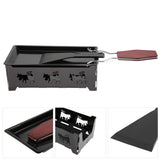Portable NOn Stick Cheese Raclette Rotaster Baking Tray Stove with Wodd Handle Grilling Tool