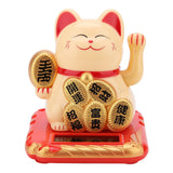 Solar Powered Welcoming Cat Adorable Waving Beckoning Fortune Lucky Cat Home Car Decor(Golden) In Australia - Darrahopens