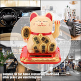 Solar Powered Welcoming Cat Adorable Waving Beckoning Fortune Lucky Cat Home Car Decor(Golden) In Australia - Darrahopens