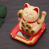 Solar Powered Welcoming Cat Adorable Waving Beckoning Fortune Lucky Cat Home Car Decor(Golden) In Australia - Darrahopens