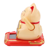 Solar Powered Welcoming Cat Adorable Waving Beckoning Fortune Lucky Cat Home Car Decor(Golden)